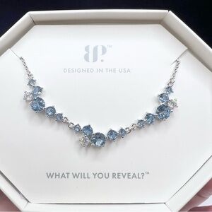 Bomb Party BP Necklace Gem Drops Aquamarine Rhodium Plating